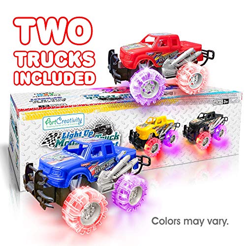 Light Up Monster Truck Set for Boys and Girls by ArtCreativity - Set Includes 2, 6 Inch Monster Trucks with Beautiful Flashing LED Tires - Push n Go Toy Cars Fun Gift for Kids - for Ages 3+ Light Up Monster Truck Set for Boys and Girls by ArtCreativity - Set Includes 2, 6 Inch Monster Trucks with Beautiful Flashing LED Tires - Push n Go Toy Cars Fun Gift for Kids - for Ages 3+